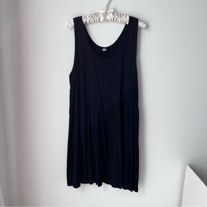 Lightweight Cotton Sleeveless Tiered Black Dress Sz L *
